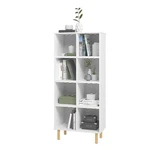 Manhattan Comfort Essex 8 Shelves Wood Double Bookcase In White/zebra. Fixed Price $296.14.