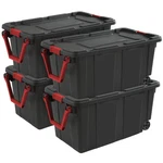Sterilite Heavy Duty 40 Gallon Wheeled Industrial Storage Tote, 4-PACK, Black. Fixed Price $175.99.