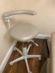 Midmark Beige Rolling Stool Chair With Backrest, Style Seating. Fixed Price $385.00.