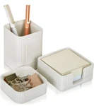 Aesthetic Organizer Set Of 3 Sturdy Concrete Desktop Accessories. Fixed Price $19.64.
