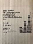 14 (36CM) Appx 0.41 Ml. Smallbore Ext Set W/remv Microclave Clamp, Luer B33253. Fixed Price $40.00.