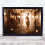 Gold Glamour Fashion Party Celebration Woman Dress Wall Print. Fixed Price $79.05.