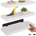 Ballucci Floating Shelves, 16" Wood Wall Shelf Set Of 3, Invisible Brackets. Fixed Price $55.69.