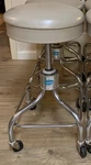 Vintage Pedigo Chrome Screw Shaft Adjustable Height Rolling Medical Stool. Fixed Price $310.00.