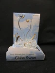 Momentum, Hand Finish, Clear Blown Glass Swans Figurine, Gold Accents, Heads Up. Fixed Price $15.00.