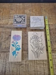 4 Stamps Total Great Impressions Tall Iris Flowers H80 Rubber Wood #Q21. Fixed Price $16.00.