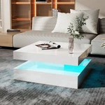 Coffee Table With Led Light, High-gloss White Storage Living Room Furniture. Fixed Price $126.03.