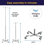 Drive Medical Economy Pole Removable Top, Silver Vein Adjustable Hospital. Fixed Price $22.28.