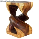 Rustic Wood Double Twist Stool Table Walnut Oil Display Stand - 12 X 20. Fixed Price $197.00.
