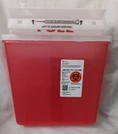 Covidien Sharps Container Red And White, Narrow, Locks When Full. Usa Made!. Fixed Price $12.99.