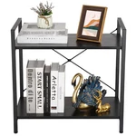 Small Bookshelf 2-TIER Low Metal Bookcase Unit Shelving Rack Storage Black. Fixed Price $32.58.