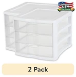 (2 Pack) Sterilite 3 Drawer Unit, Clear Plastic Countertop Desktop Storage. Fixed Price $17.78.