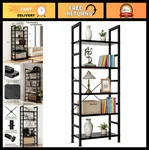 5-TIER Wooden Bookshelf, Open Storage Display Rack, Sturdy Metal Frame, 62.2". Fixed Price $91.99.
