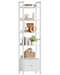 6 Tier Bookshelf, Tall With Drawer, Wood And Metal Bookshelves Storage .... Fixed Price $135.19.