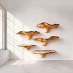 Rustic Live Edge Wall Shelf - Handcrafted Solid Wood Floating Timber. Fixed Price $278.00.