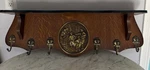 Antique French Wooden Shelf With 6 Brass Hooks. Fixed Price $375.00.