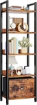 Furologee 5 Tier Bookshelf With Drawer Tall Narrow Bookcase Shelves Wood. Fixed Price $39.99.