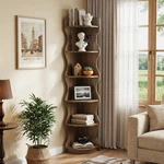 Little Tree 71" Rustic Wood Corner Shelf, 6-TIER Tall Narrow Bookshelf.... Fixed Price $160.37.