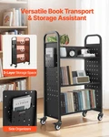 3-TIER Rolling Book Cart Single Sided V-shaped Shelves Truck Black. Fixed Price $159.99.