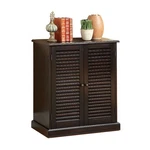 Benzara Double Door Solid Wood Shoe Cabinet With Blocked Panel Feet, Espresso Br. Fixed Price $386.77.