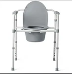 Medline 3-IN-1 Steel Bedside Commode, Standard Seat, Sturdy Folding Frame, Gray. Fixed Price $20.00.