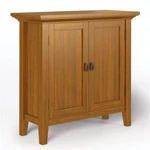 Simpli Home Redmond Wood 32" Transitional Low Cabinet Light Golden Brown. Fixed Price $339.77.