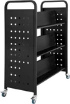 200LBS 6-SHELF Double Sided Sloped Shelves Rolling Library Book Case Cart. Fixed Price $100.00.