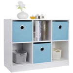 6 Cube Storage Organizer Wooden Bookcase Display Cubby Shelf W/3 Bins White/blue. Fixed Price $42.19.