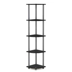 Furinno Turn-n-tube Wood 5 Tier Corner Display Rack Black/gray. Fixed Price $46.90.