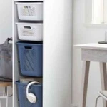 Tall Sliding Bin Cube White Frame- Brightroom. Fixed Price $50.00.