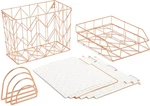 Desktop Fashion Filing Set, Organizer, Rose Gold Wire Metal, 10 Piece Of. Fixed Price $40.73.