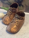 Vintage Antique Copper / Bronze Baby Shoes Shelf Bookcase Table Decor. Fixed Price $16.00.