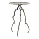 Benjara 24" Accent Table- Aluminum Metal Branch Tripod Legs- Antique Silver. Fixed Price $192.99.