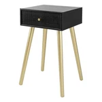 Benjara Gaia 28" Pine Wood Side End Table- Gliding Rattan Drawer- Black/gold. Fixed Price $131.99.