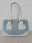 Coach Vintage Y2K Soho Shoulder Bag Light Blue Jacquard Signature F10927. Fixed Price $200.00.