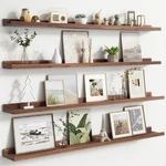 Flyjoe 48 Inch Walnut Modern Wall-mounted Wooden Picture Ledge Bookshelf Set Of. Fixed Price $91.08.