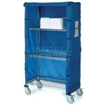 Nexel 36"L 18"W 80"H Chrome Wire Linen Cart With Nylon Cover 4 Shelves. Fixed Price $245.66.