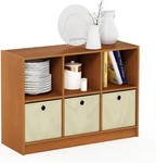 Basic 3X2 Bookcase Storage W/bins Light Cherry/ivory. Fixed Price $73.73.
