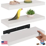 Ballucci Floating Shelves, 16" Wood Wall Shelf Set Of 3, Invisible Brackets. Fixed Price $63.00.