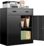 Cjf Locking Metal Storage Cabinet With 2 Doors And 1 Drawer For Office/garage. Fixed Price $109.99.