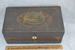 Antique Box W/key Paint Decorated Scene Papered 12 6 5 Original 1800. Fixed Price $345.00.