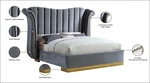 Meridian Furniture Flora Solid Wood And Velvet King Bed Gray. Fixed Price $993.48.