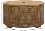 Safavieh Couture CPT2103A Round Rattan Wicker Coffee Table Brown Wood Top 25.6". Fixed Price $140.00.