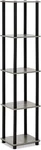 Furinno Turn-n-tube 5-TIER Corner Square Round Tube, French Oak Grey/black. Fixed Price $37.97.
