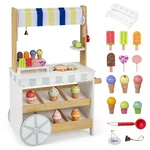Wooden Ice Cream Cart For Kids 2-IN-1 Grocery Store Playset With Display Shelves. Fixed Price $89.99.