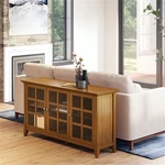 Simpli Home Acadian Wood 62" Transitional Cabinet Light Golden Brown. Fixed Price $696.40.