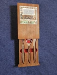 Vintage Mid Century Modern Sliding Cheese Cutting Board With Stainless Utensils. Fixed Price $24.00.