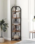 59.4" Corner Shelf, Industrial 5-TIER, Rustic Brown And Black. Fixed Price $56.64.