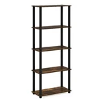 Furinno Turn-s-tube 5-TIER Multipurpose Shelf Display Rack With Amber Pine/black. Fixed Price $66.41.