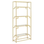 Crosley Furniture Celeste 4-SHELF Modern Glass & Metal Etagere In Gold. Fixed Price $222.56.